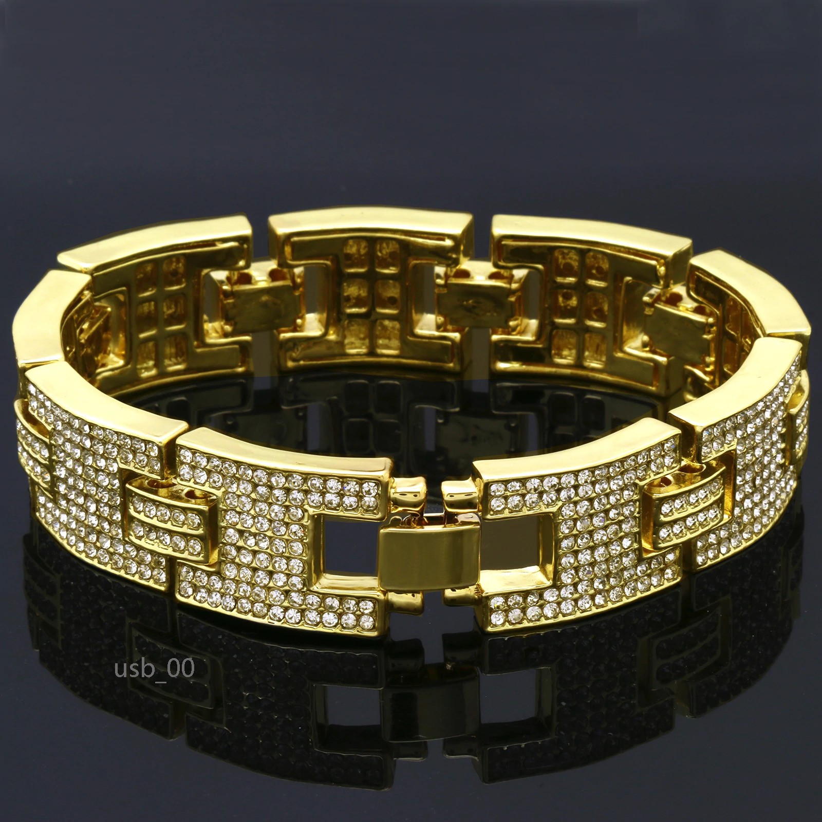 16 MM Iced Out Hip Hop Certified Gold Cuban Chain Link Real Diamond Bracelet Jewelry Gift for Your Husband