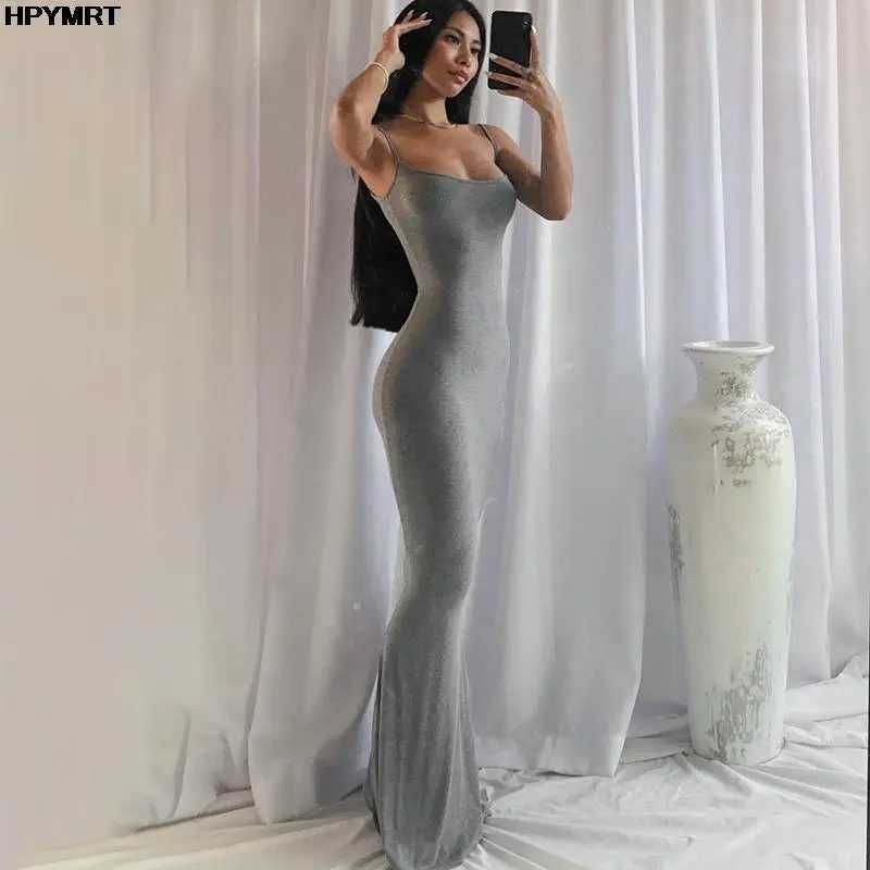 Satin sleeveless backless ultra-thin sexy Maxi dress 2022 Spring Womens Party Y2K compact elegant dress womens clothing W250430