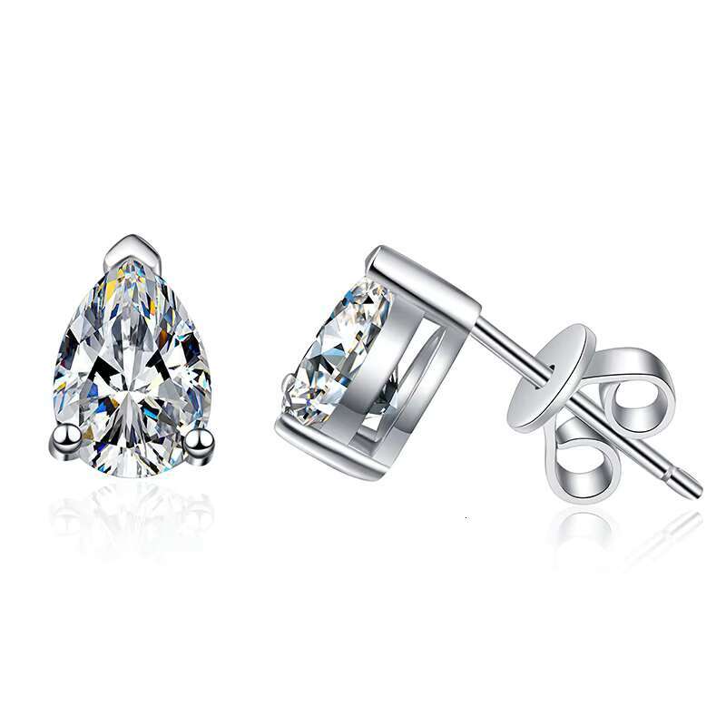 Fashion Jewelry Geometric Moissanite Earrings GRA Certified 1Carat Pear Cut 925 Sterling Silver Earrings for Women