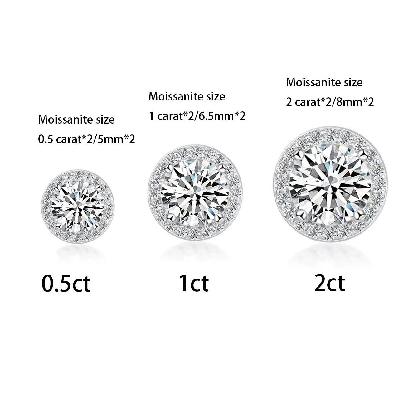 925 Sterling Silver 0.5/1/2 Carat Round Earrings Engagement Wedding Daily Work Party Travel Gift For Women 250420