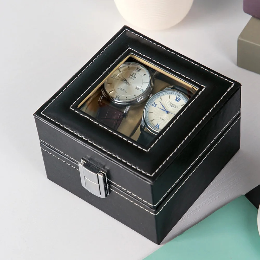 2 3 Mesh Watch Box PU Leather Black Watch Display Box Jewelry Storage Box Watch Storage Box 250430