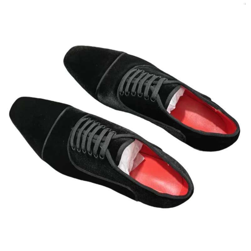 Casual Loafers Men Veet Lace Up Dress Men's Flat With Metal Decoration Suit Banquet Large Size Oxford Shoes