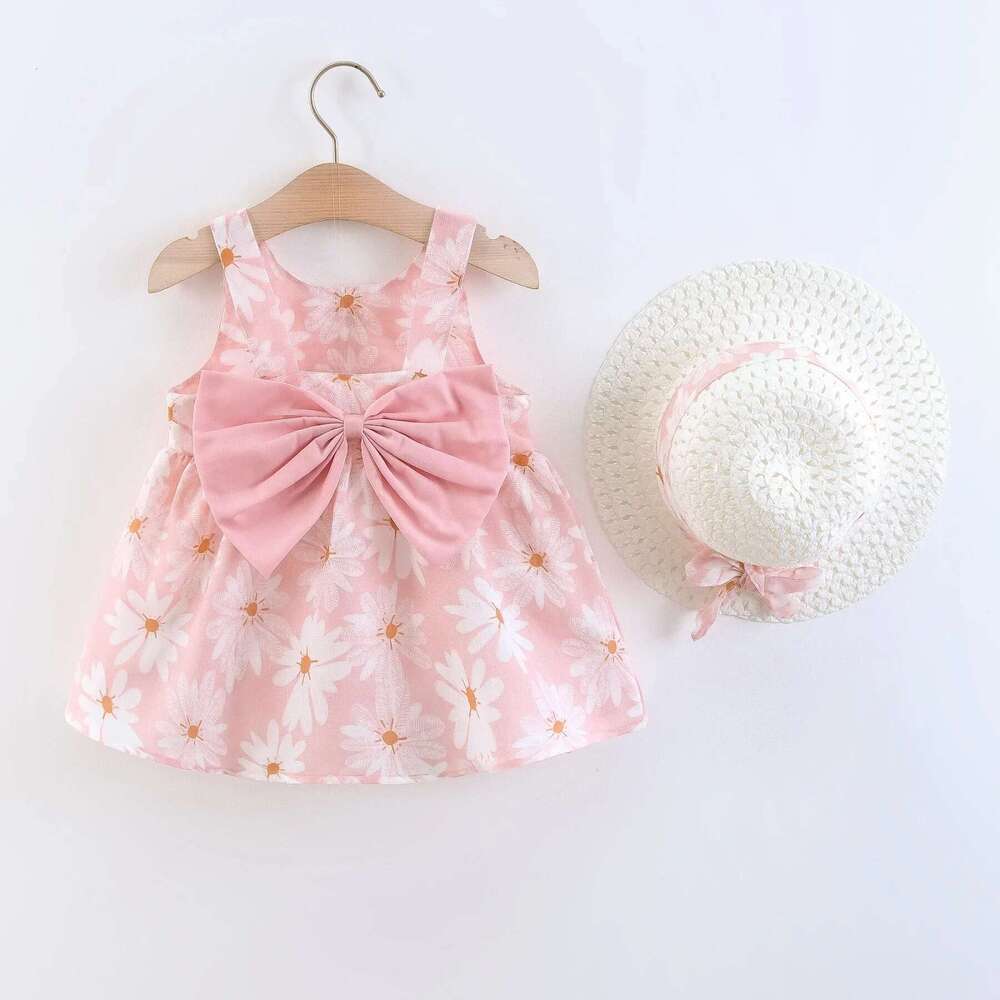 (Girls 0-3 Years Old) Summer New Girls Floral Print Little Fresh Everyday Sweet Princess Dress With Bow