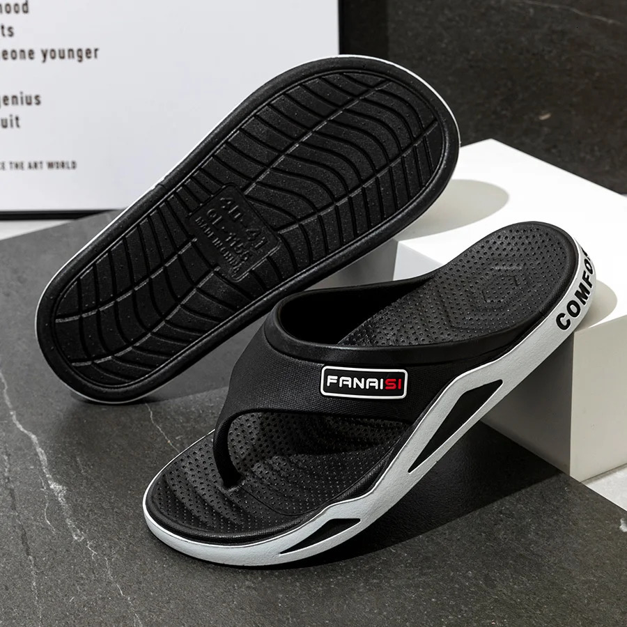 Fashion Mens Slippers Summer Outdoor Flip Flops Non-slip Indoor Bathroom Couple Leisure Beach Shoes Sandals 250428