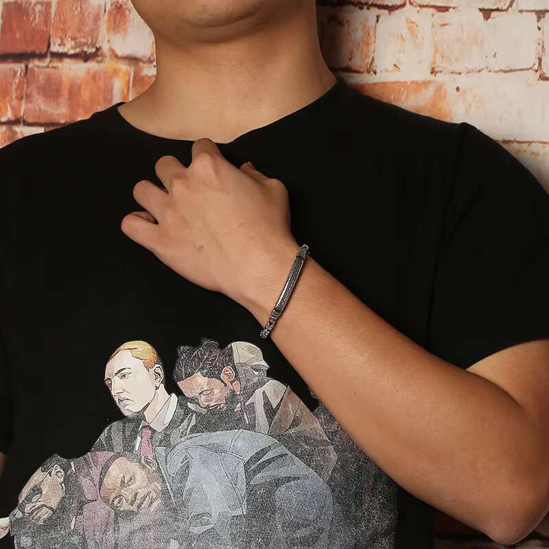 S925 Silver Unisex Personalized Rock Vintage Thai Silver Punk Cuban Chain Woven Bare Riding Whip Chain Hip Hop Bracelet for Men
