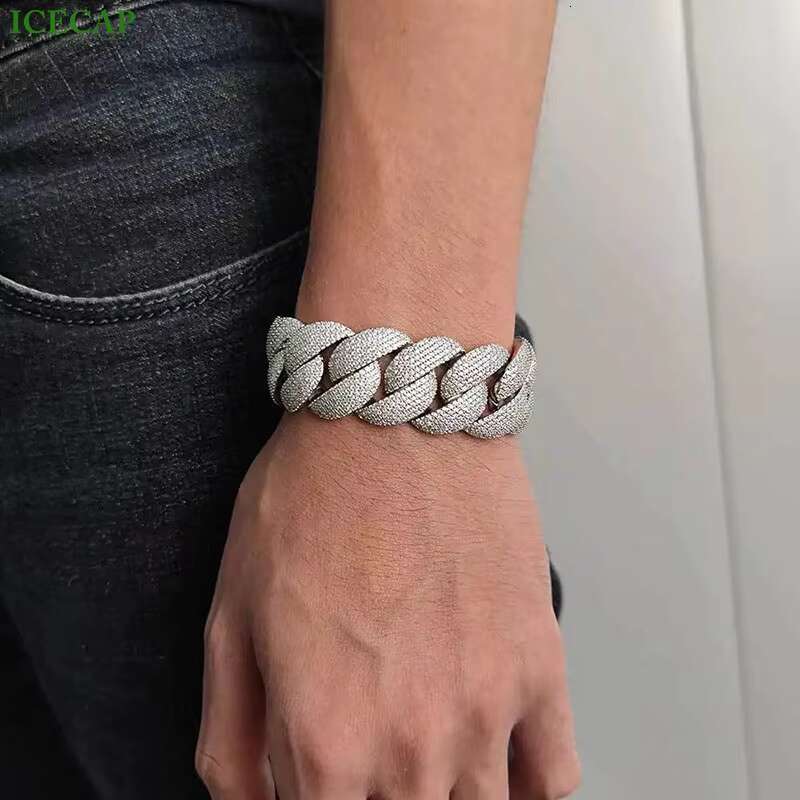 Fine Jewelry Iced Out Necklaces 925 Sterling Silver Hip Hop Cuban Necklace Charm VVS Moissanite Diamond Cuban Link Chain for Men