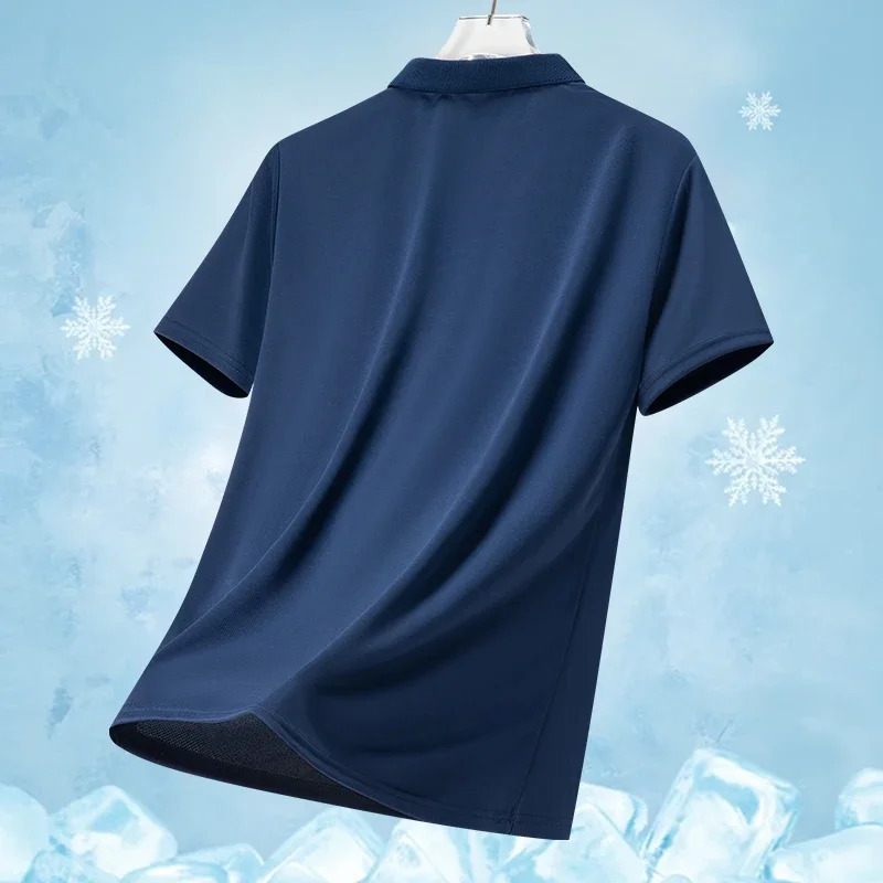 selling Mens Polo Shirt Summer Casual Breathable Business Polo Shirt Mens Solid Color High Quality Short Sleeve T-shirt 250428