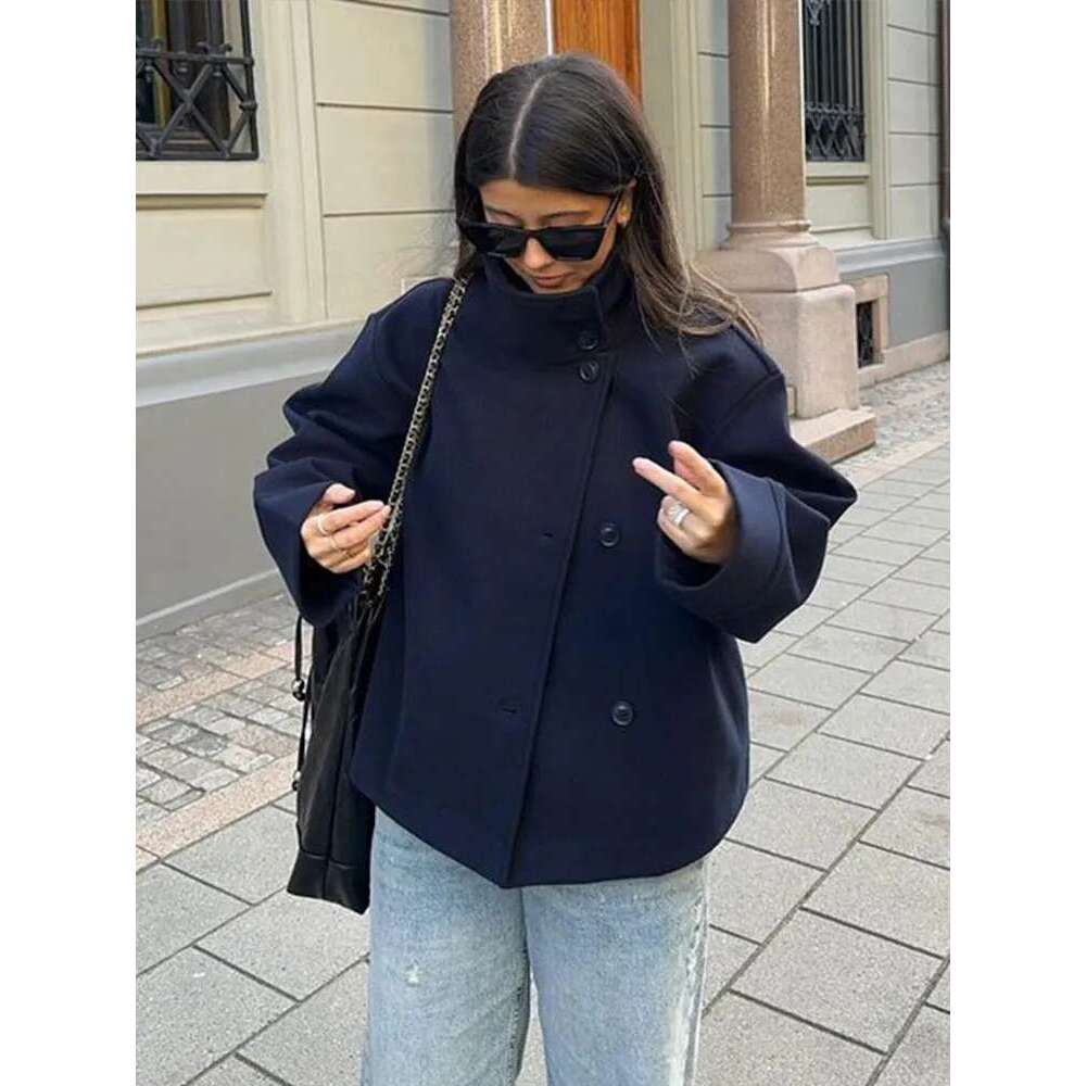 Solid Women Turtleneck Coat Elegant Full Sleeves Female Jacket 2025 New Fashion Spring Autumn Single Breasted Loose Lady Outwear