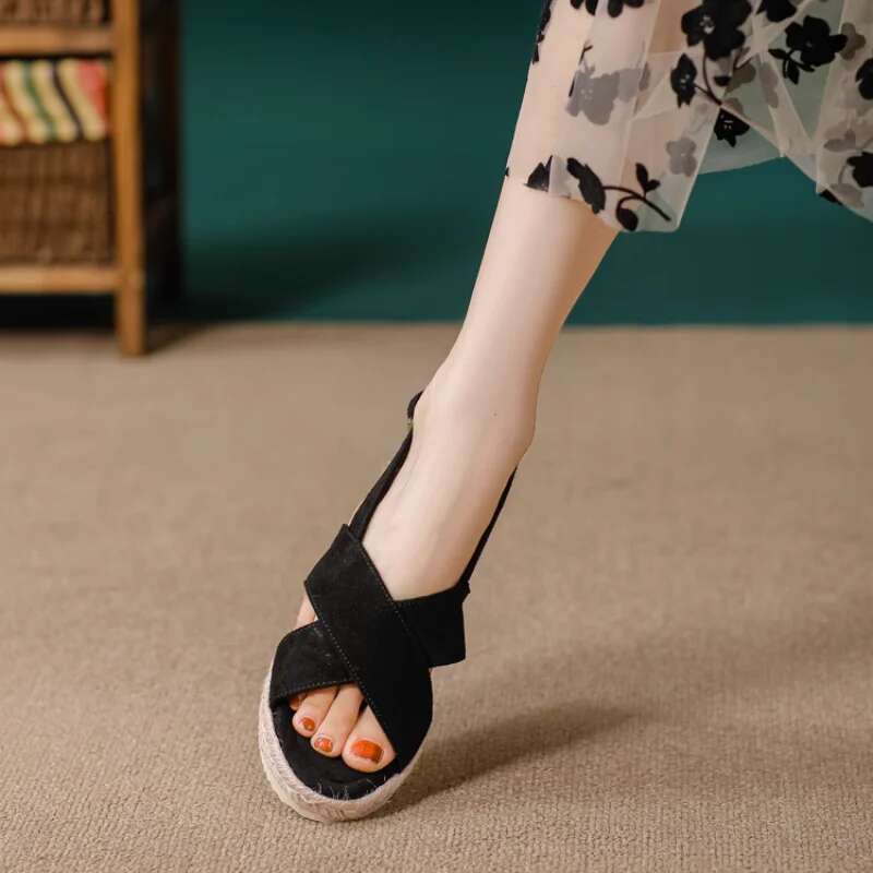 Sexy Cross Over Strappy Open Toe High Heels Platform Wedge Sandals Fashion Designer Women Buckle Shoes