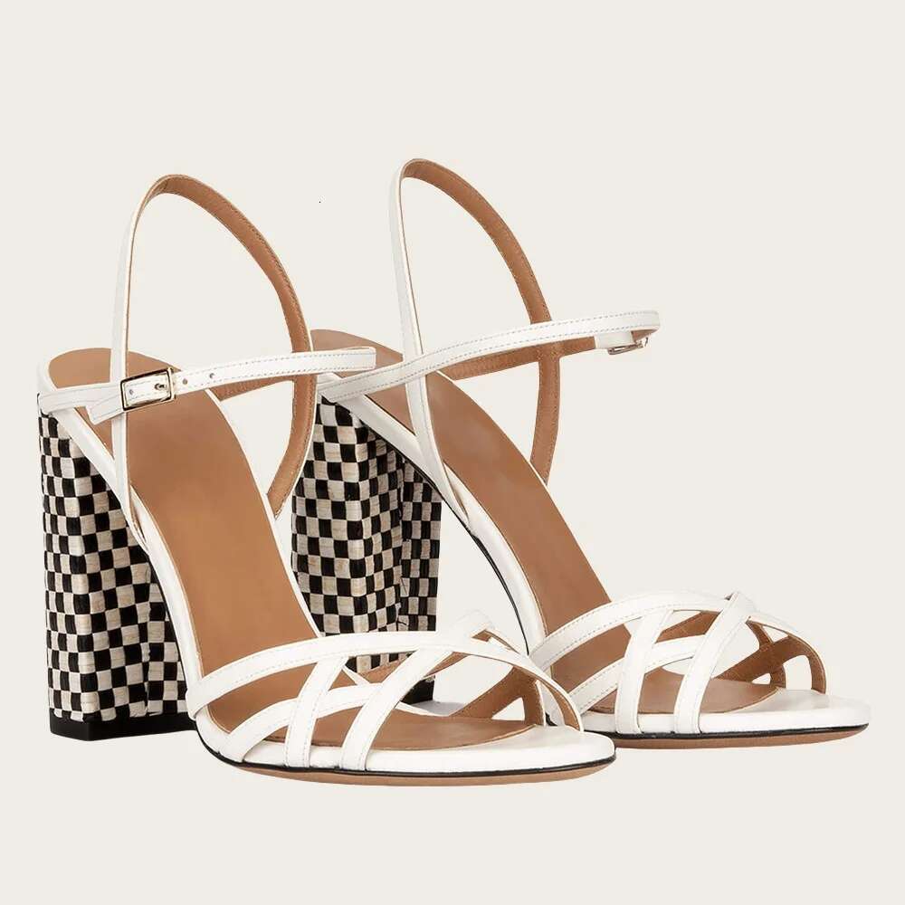 Plus Size Round Block Women Open Toe High Heels Thin Strap Thick Heel Fashion Sandals Casual Shoes