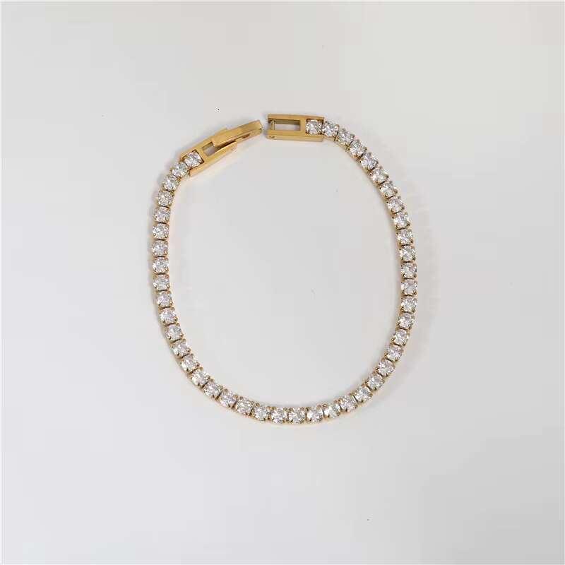 Waterproof Tarnish Free 18K Gold Plated Luxury Zirconia Pave Stainless Steel Tennis Necklace Fashion Jewelry