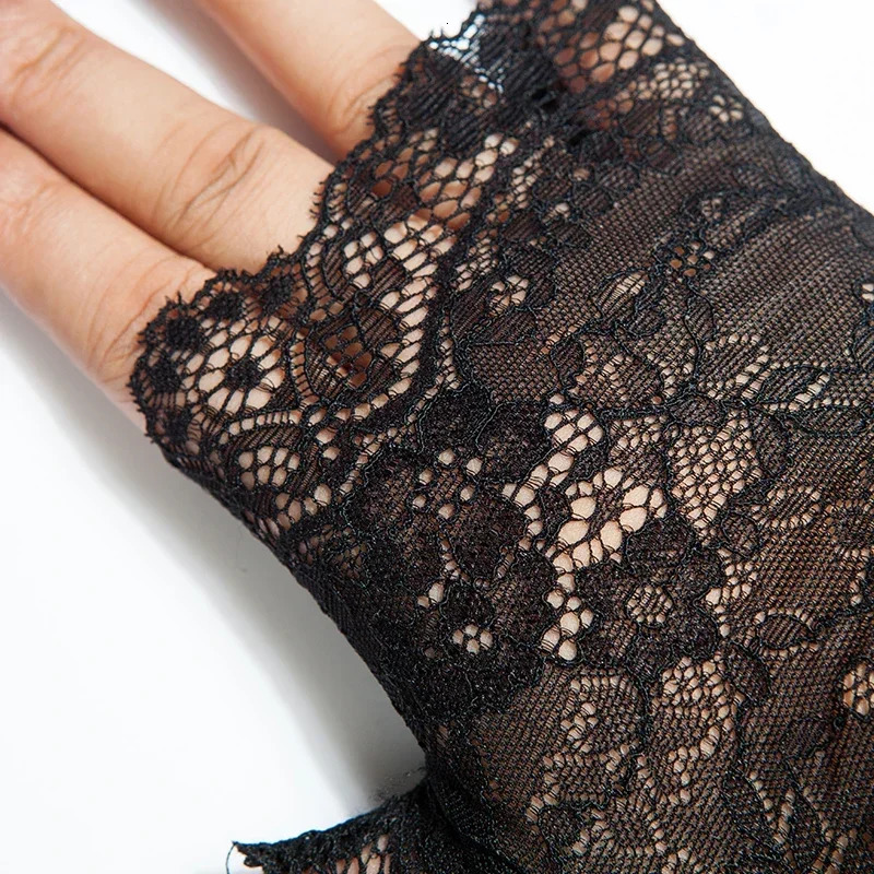 PUNK RAVE Lolita Party Sexy Mittens Women Gloves Gothic Black Female Lace Cosplay Fashion Accessories 1 Pair 250420