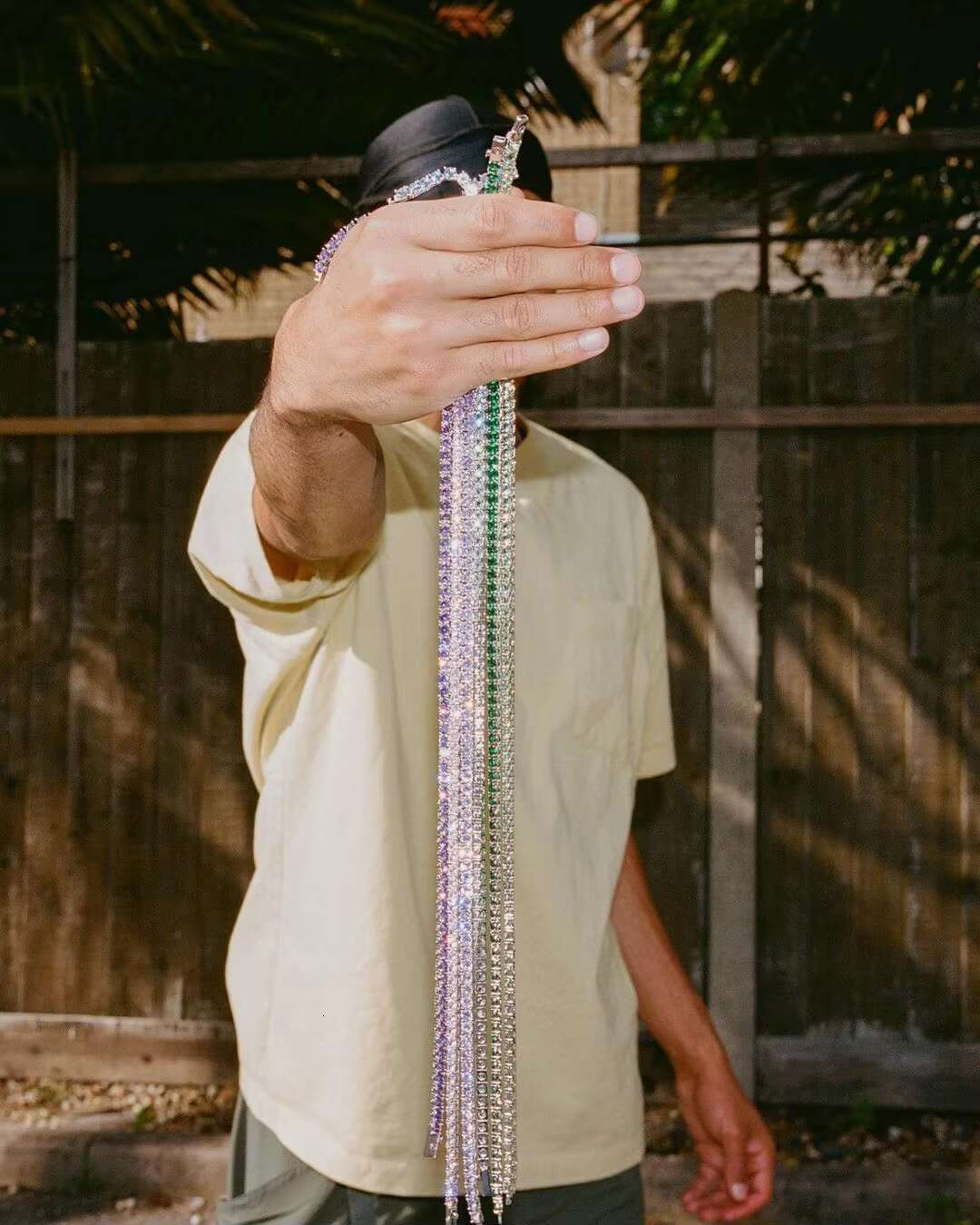 High Quality Pink Blue Green Yellow Diamond Fashion Jewelry Iced Out Chain Custom Idea Zircon Colorful Tennis Chain Necklace