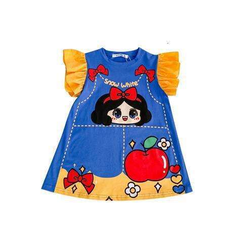 Girl's T-Shirt 2025 Summer New Edition Elsa Snow White Runaway Princess Little Flying Sleeve Printed Baby Dress Stylish