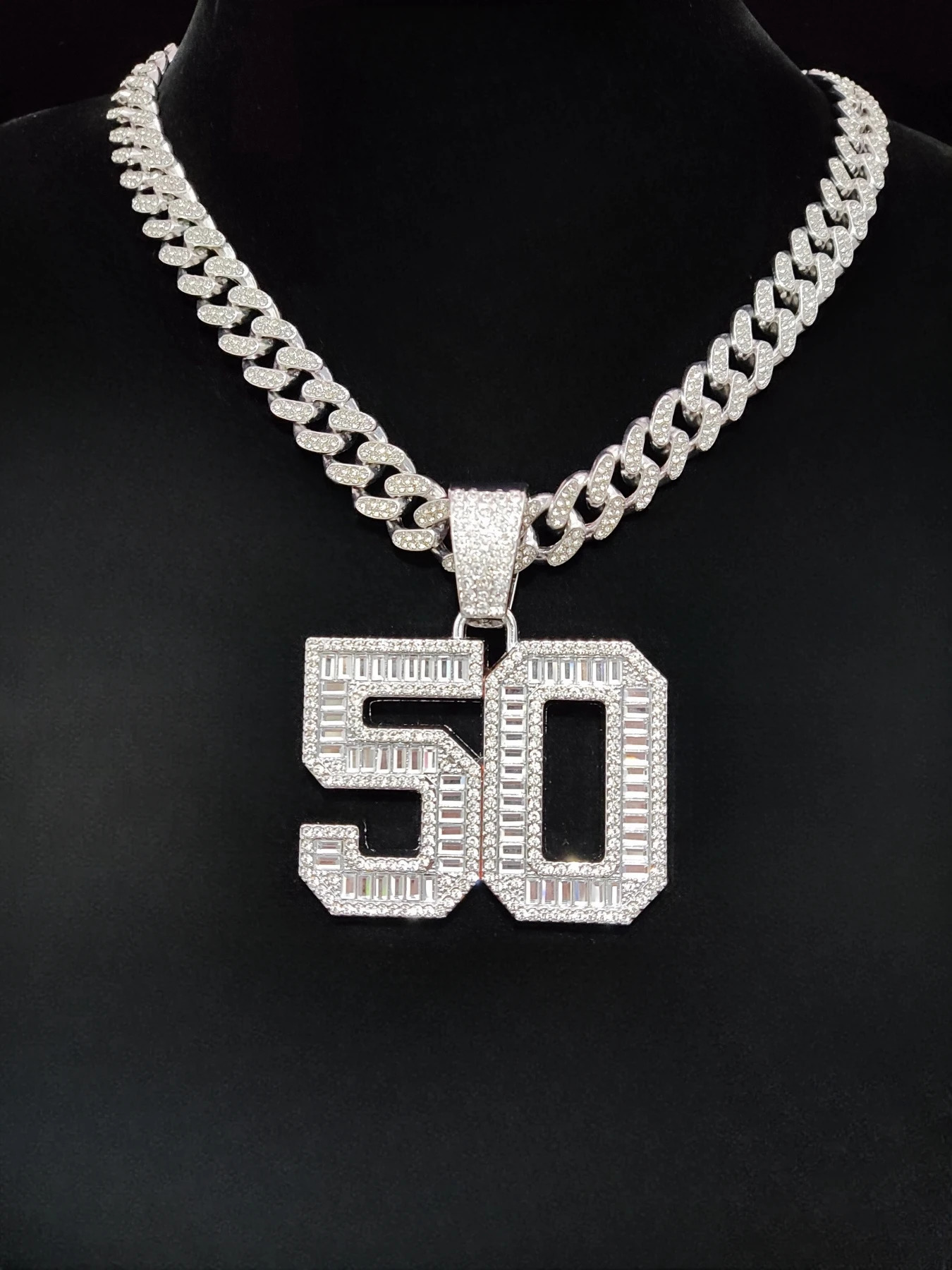 Arrived Hip Hop 50 Number r Pendant Necklace Men Women Chain Iced Out Bling Necklaces HipHop Jewelry Fashion Gift 250428