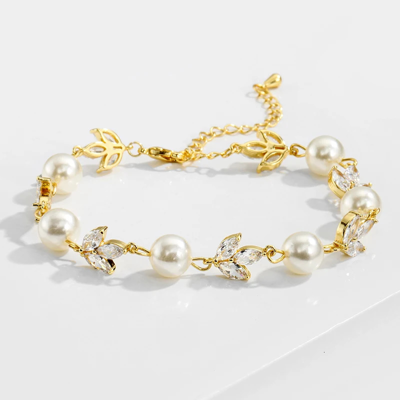ZAKOL sparkling cubic zirconia pearl charm bracelet suitable for elegant wedding jewelry gifts for women 250428