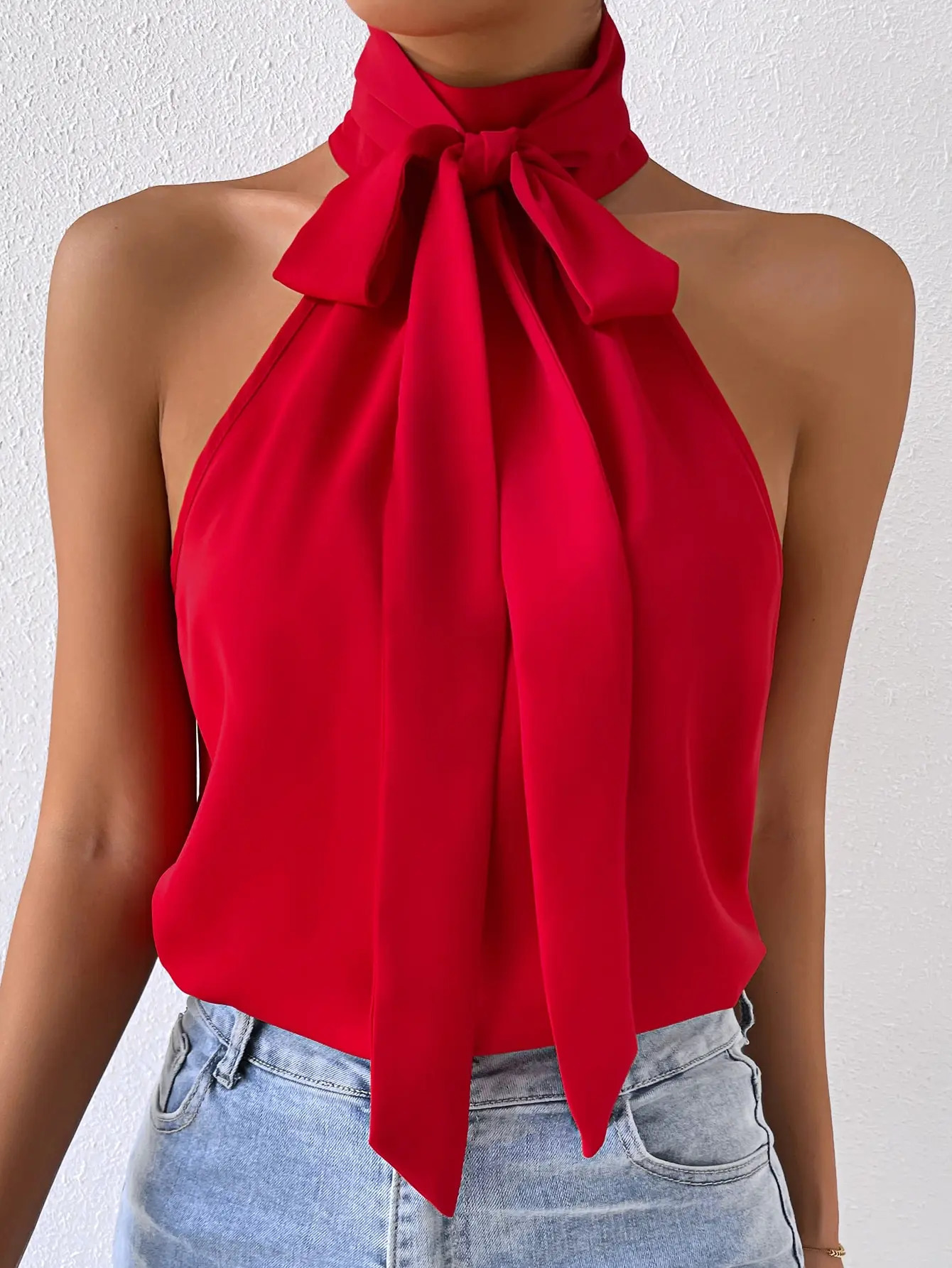Fashionable and elegant womens shirt sleeveless sexy shoulder 250422
