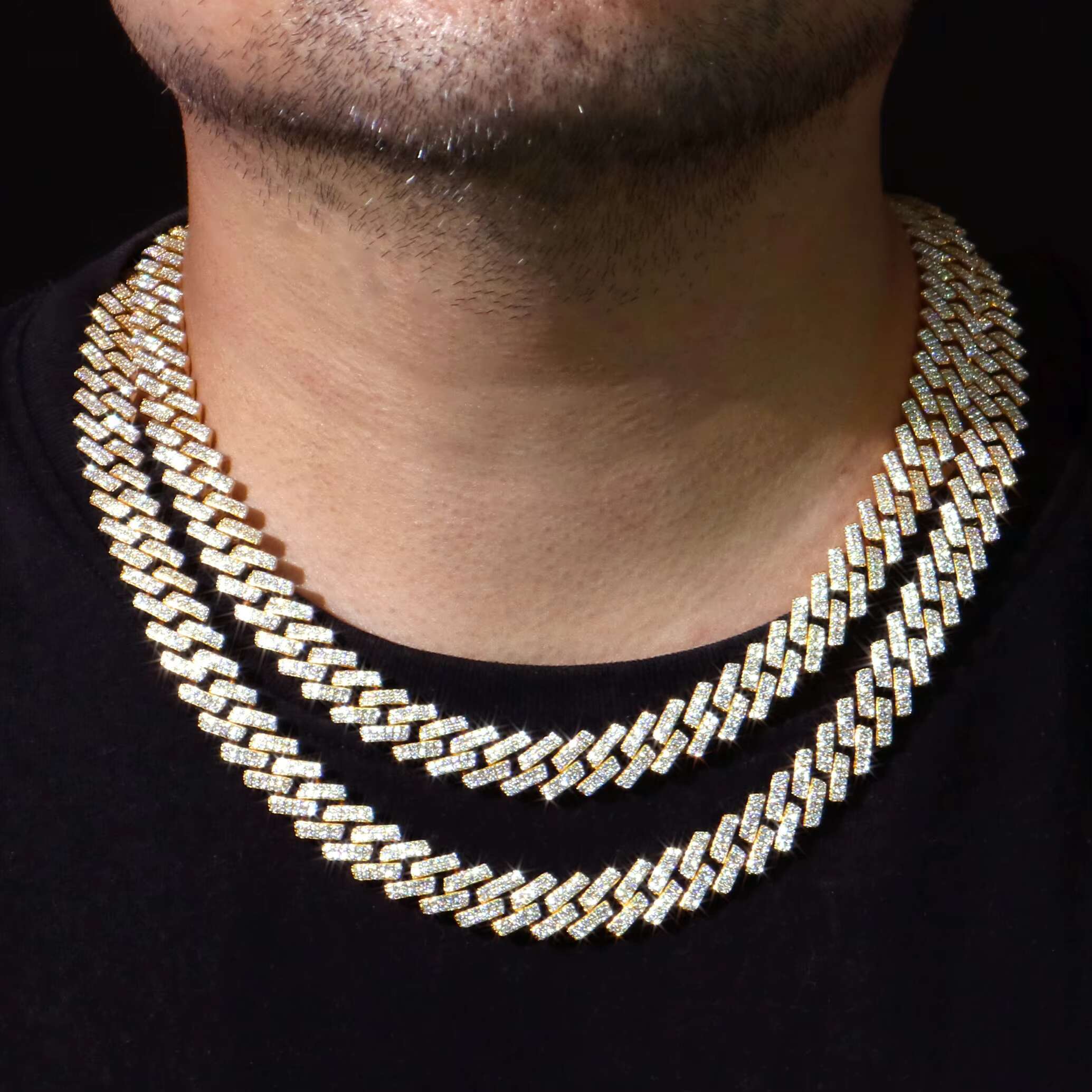 Ready to Ship 12mm Cuban Chain 925 Sterling Silver Iced Out VVS Diamond Moissanite Cuban Chain