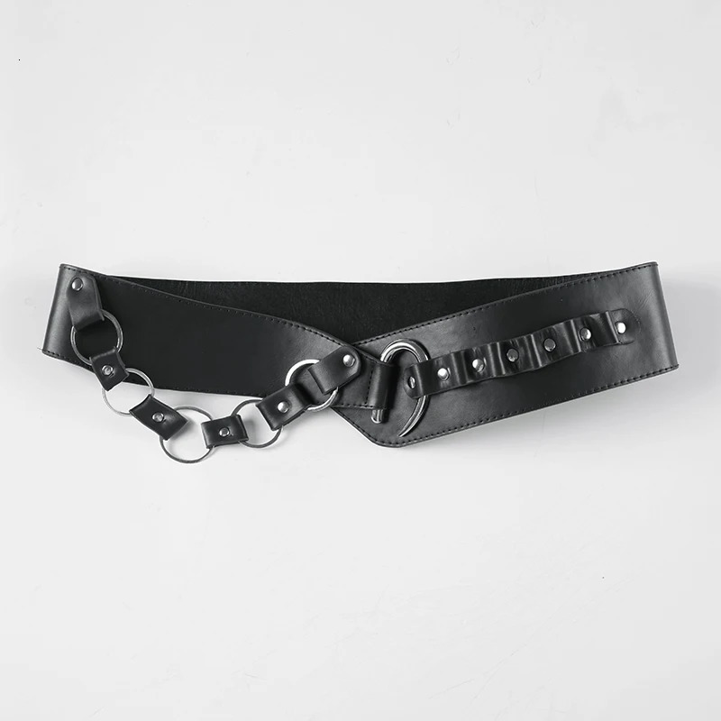 SUCHCUTE Fashion Adjustable Waistband Women Vintage 2000s PU Leather Belt Y2k Punk Chain Belt Waist Ornament Daily Decorations 250430