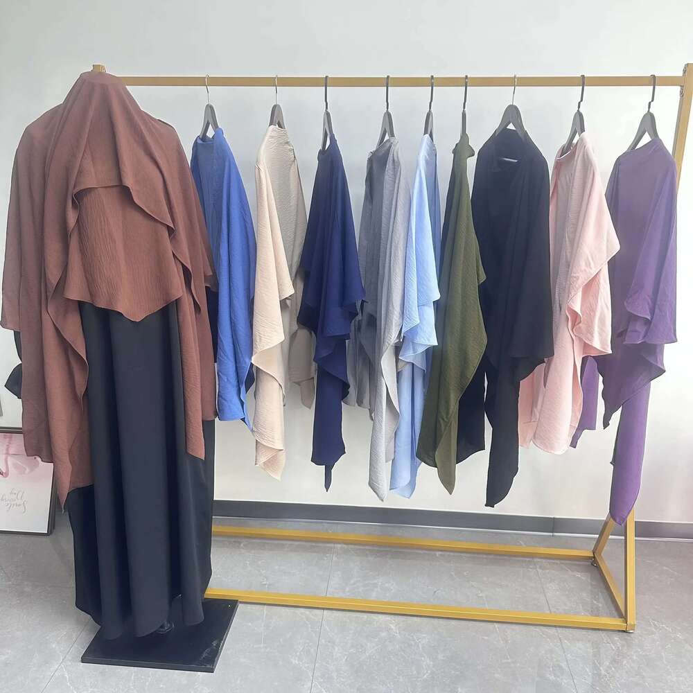 Anti Slip Muslim Hijab Set Jersey Khimar Abaya With Silicone Grip Band Breathable Islamic Prayer Scarf For Women