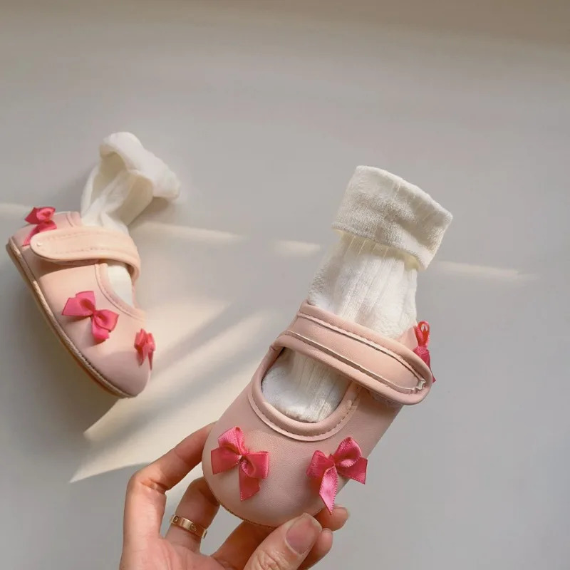 Baby walking shoes girls spring bow childrens anti slip soft soled shoes fashionable princess dress shoes 250430