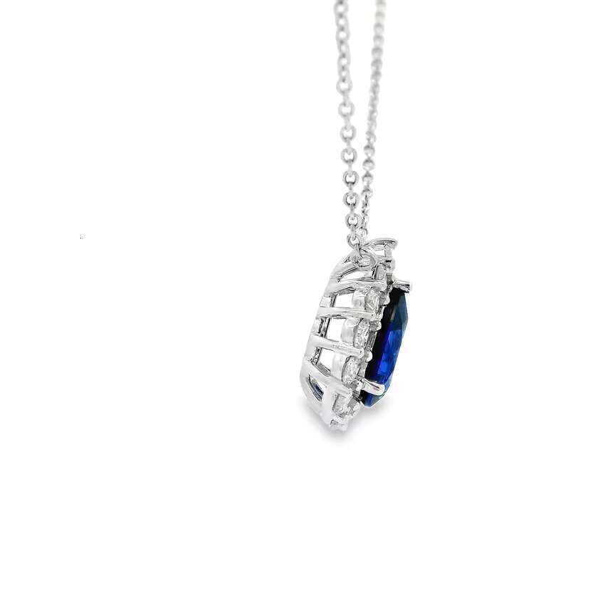 Pear Shape Gemstone Sapphire CVD Lab Grown Diamond 18k Yellow White and Rose Gold Eco Friendly Diamond Necklace for Women