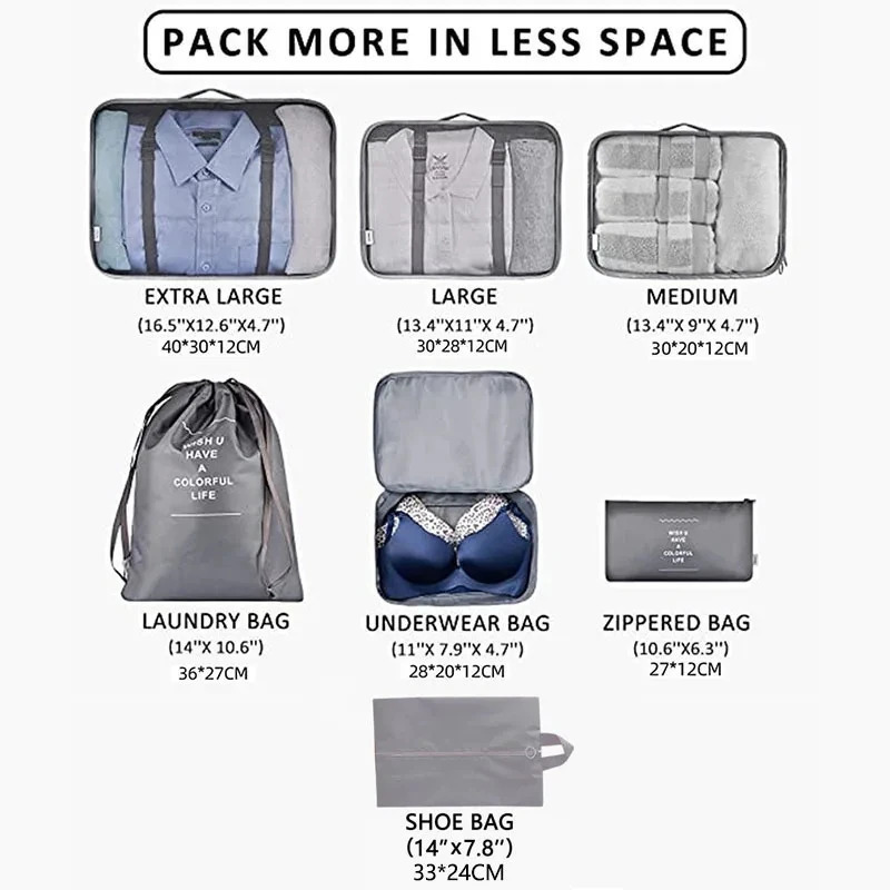 7 travel organizer storage bags wardrobe cube luggage packaging cube set storage bags clothing shoe bags folding 250430