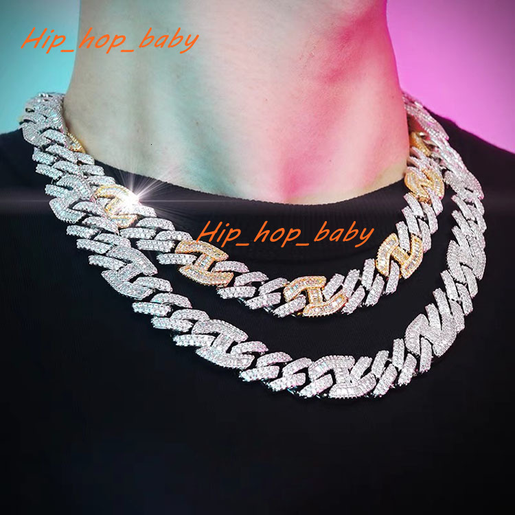 VVS Moissanite Iced Chain for Men 15mm Wide 925 Solid Silver Gold Plated Rapper Necklace Iced Out Diamond Cuban Link Chain