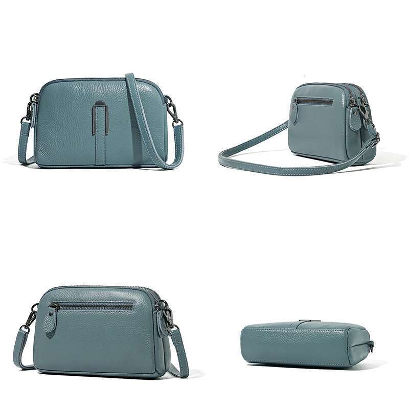 Genuine Leather Women's Crossbody For Woman Female Solid Color Clutch Phone Bags Shoulder Messenger Bag Sac