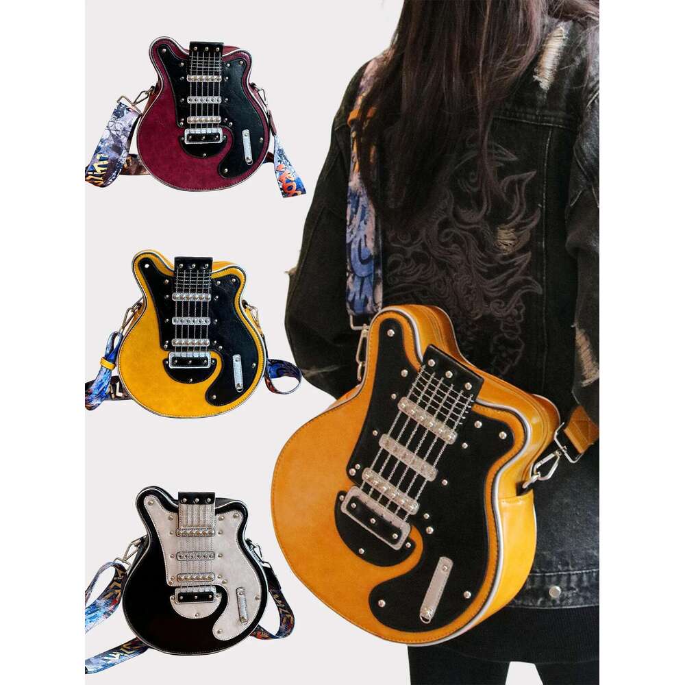 Personality Creative Y2k Hot Girl American Retro Shape Bass Guitar Special-Shaped Shoulder Messenger Bag Tren