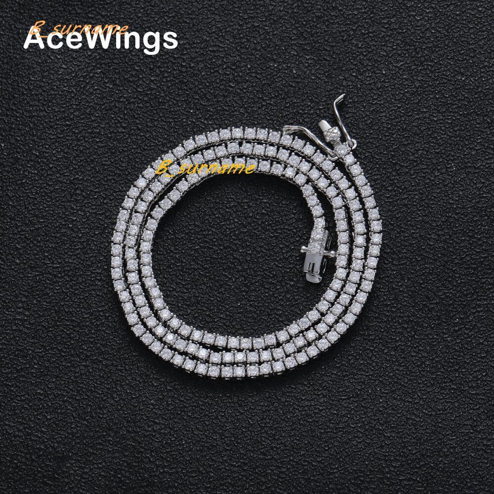 BC210 2mm 1618 20 Tennis Chain Iced Out Brass Prong Setting CZ Necklace Cubic Zircon Bling Jewelry