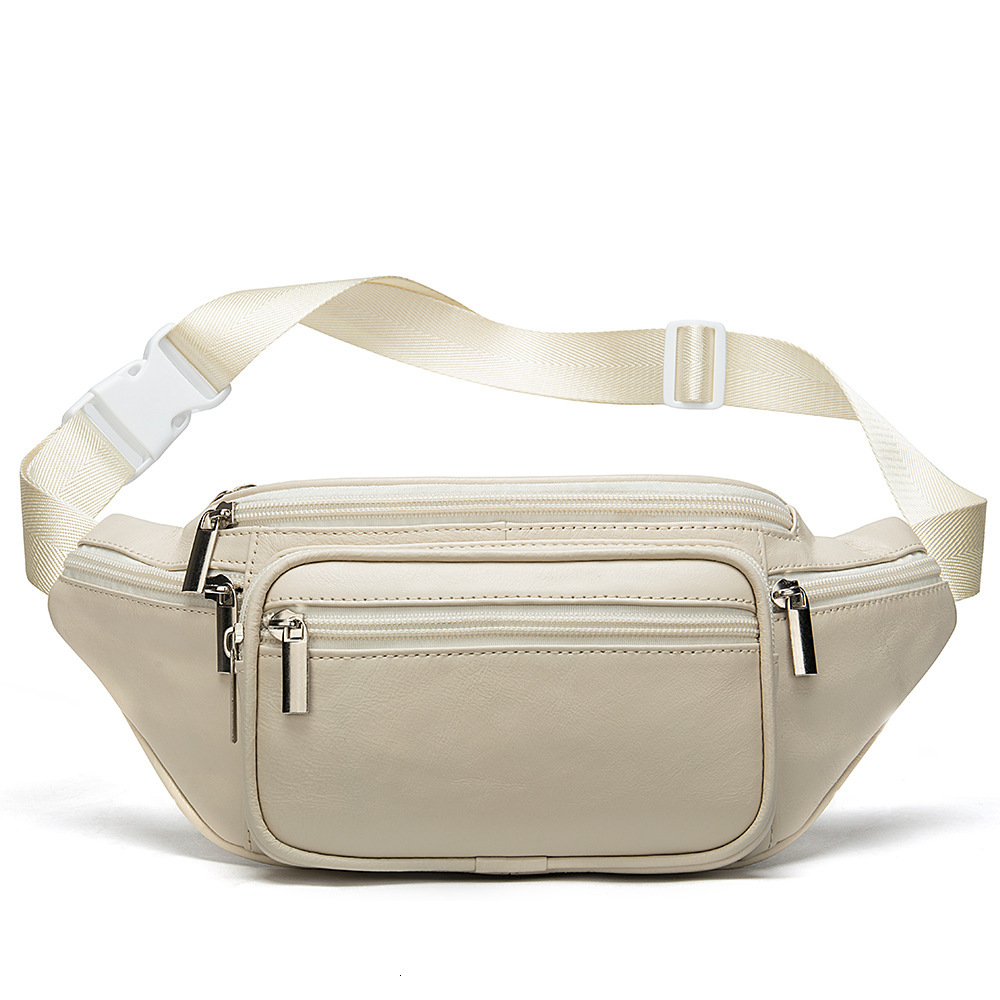 Minimalist Business Men's Waist Outdoor Black Mobile Sheepskin Leisure Sports Crossbody Chest Bag 8879