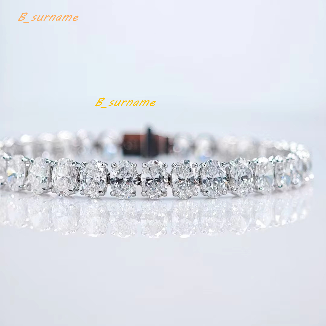 IGI Certified VVS1 VVS2 HPHT Lab Grown Diamond 14k 18k White Gold Oval Tennis Bracelet Fashion Jewelry