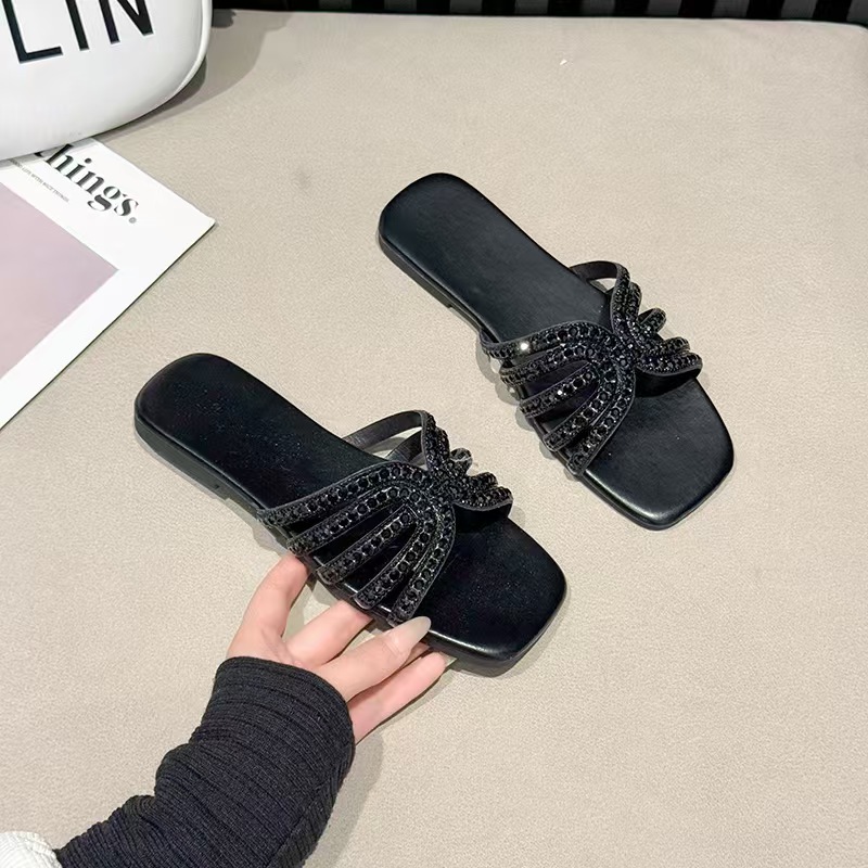 2025 New Striped Summer Flat Shoes Fashion Sliding Outdoor Designer Women's Casual Sandals Large 43 Women's Trendy Slippers
