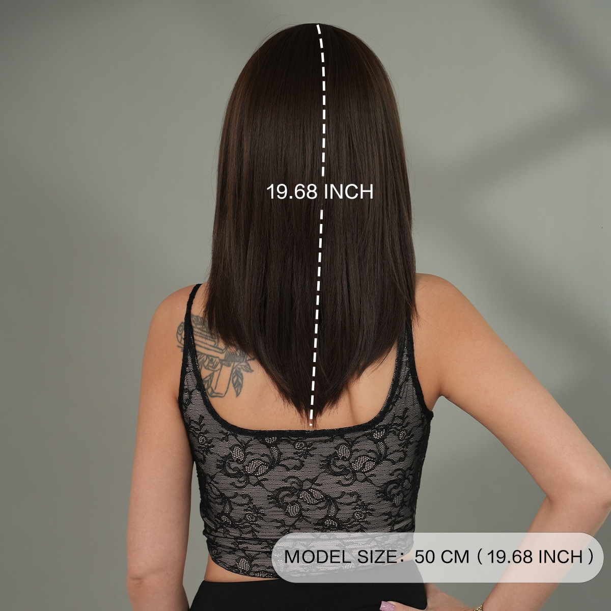 for Wig women chest length black brown high level straight hair air bangs medium to long high-quality wig full top