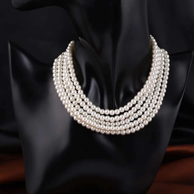 Pearls Statement Big White Imitation Pearl Choker Clavicle Chain Fashion Necklace For Women Wedding Jewelry
