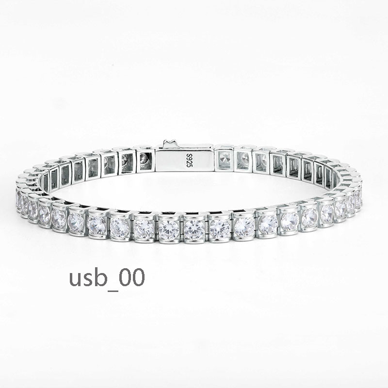 Hip Hop 925 Sterling Silver 3.5mm Moissanite D Color Vvs Womens Tennis Bracelet Jewelry