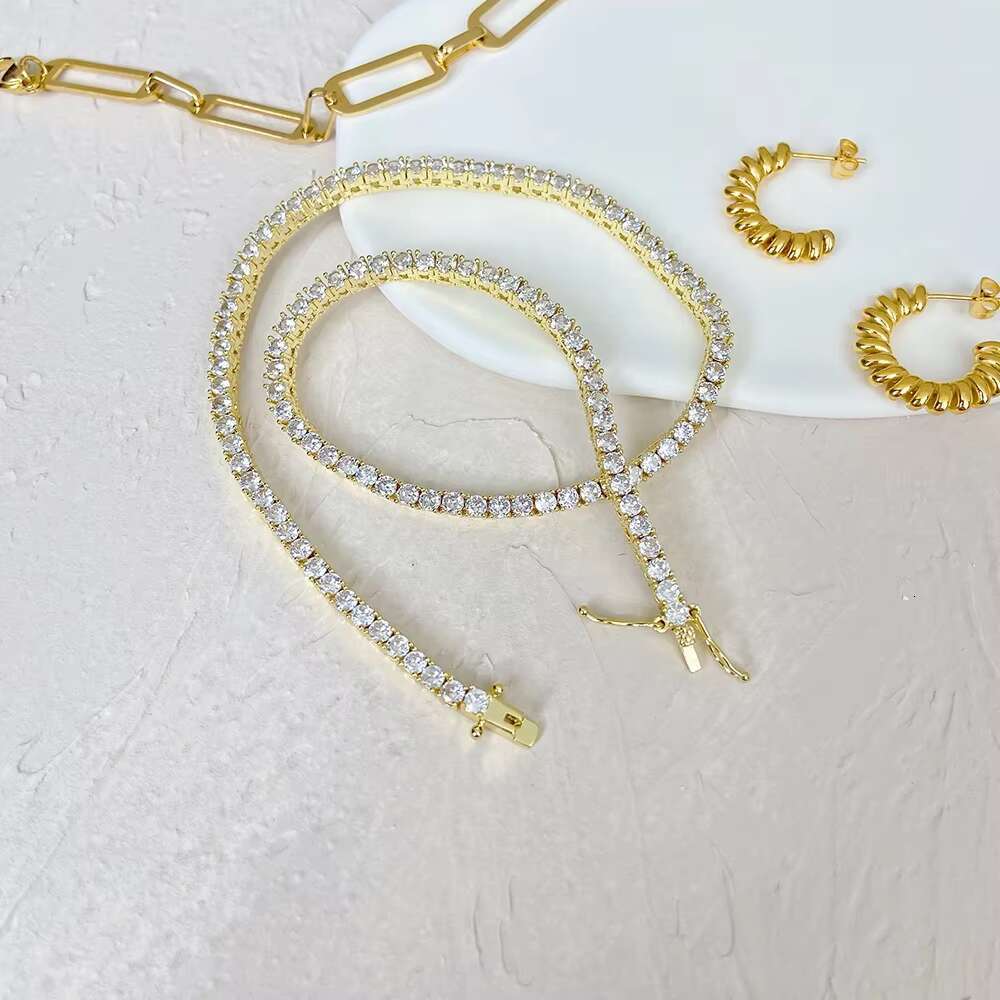 High Quality Tennis Chain Fade Necklace Titanium Steel Gold Plated 161820222430 Gypsophila Gemstone Fashion Jewelry 2025