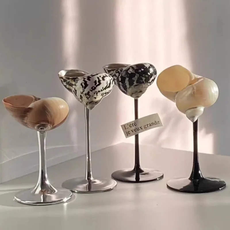 Nordic handmade natural conch shell wine glass creative party drink set for womens niche champagne bar highend Utensils 250424