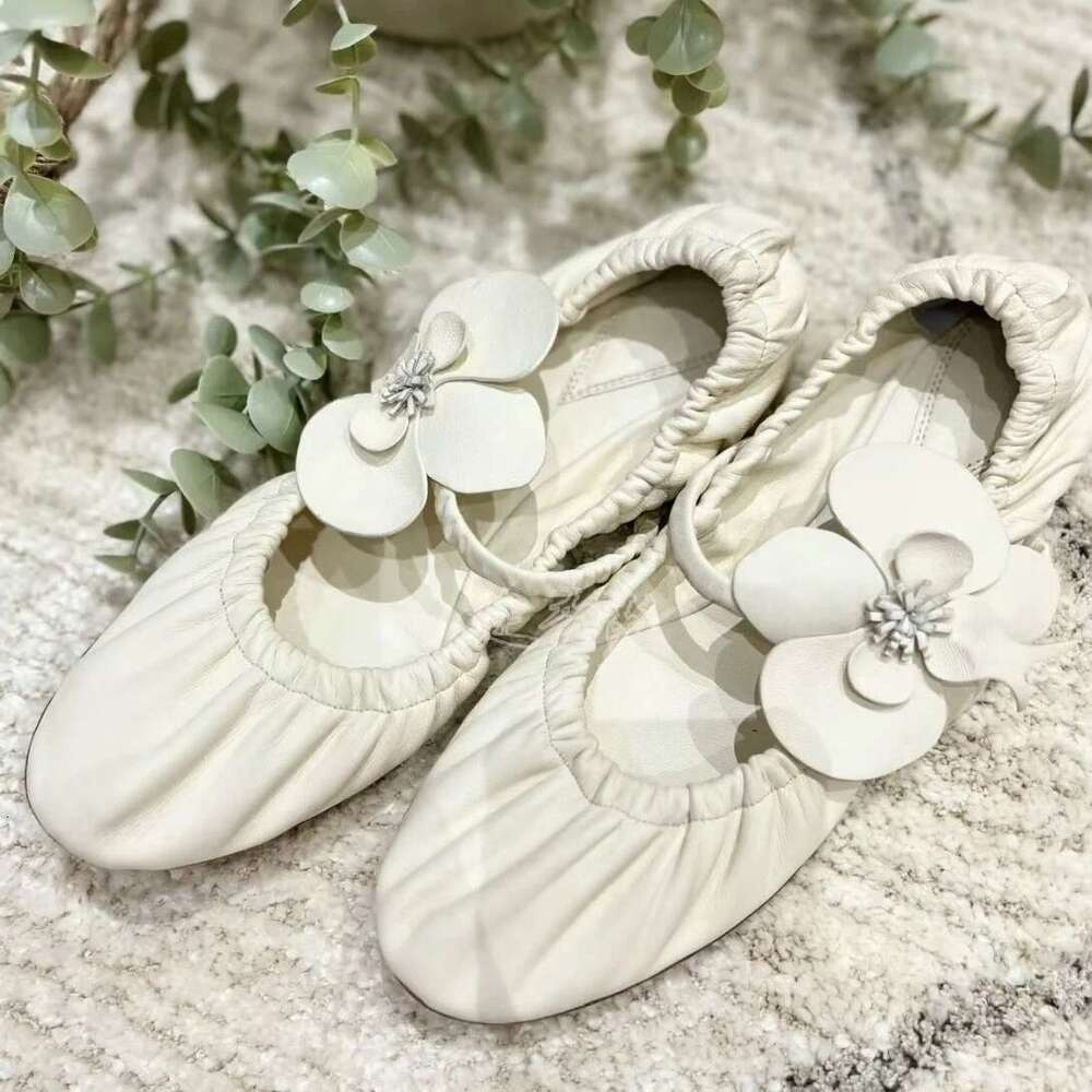 New Catwalk Flat Flower Mary Jane Elastic Band Casual Elegant Ballet Slip on Women's Shoes