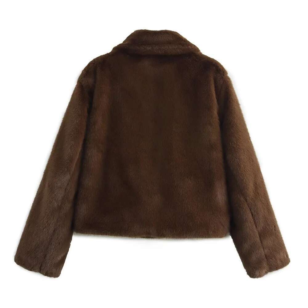 RARF loose lapel button embellished brown long sleeved jacket for women's autumn and winter collection