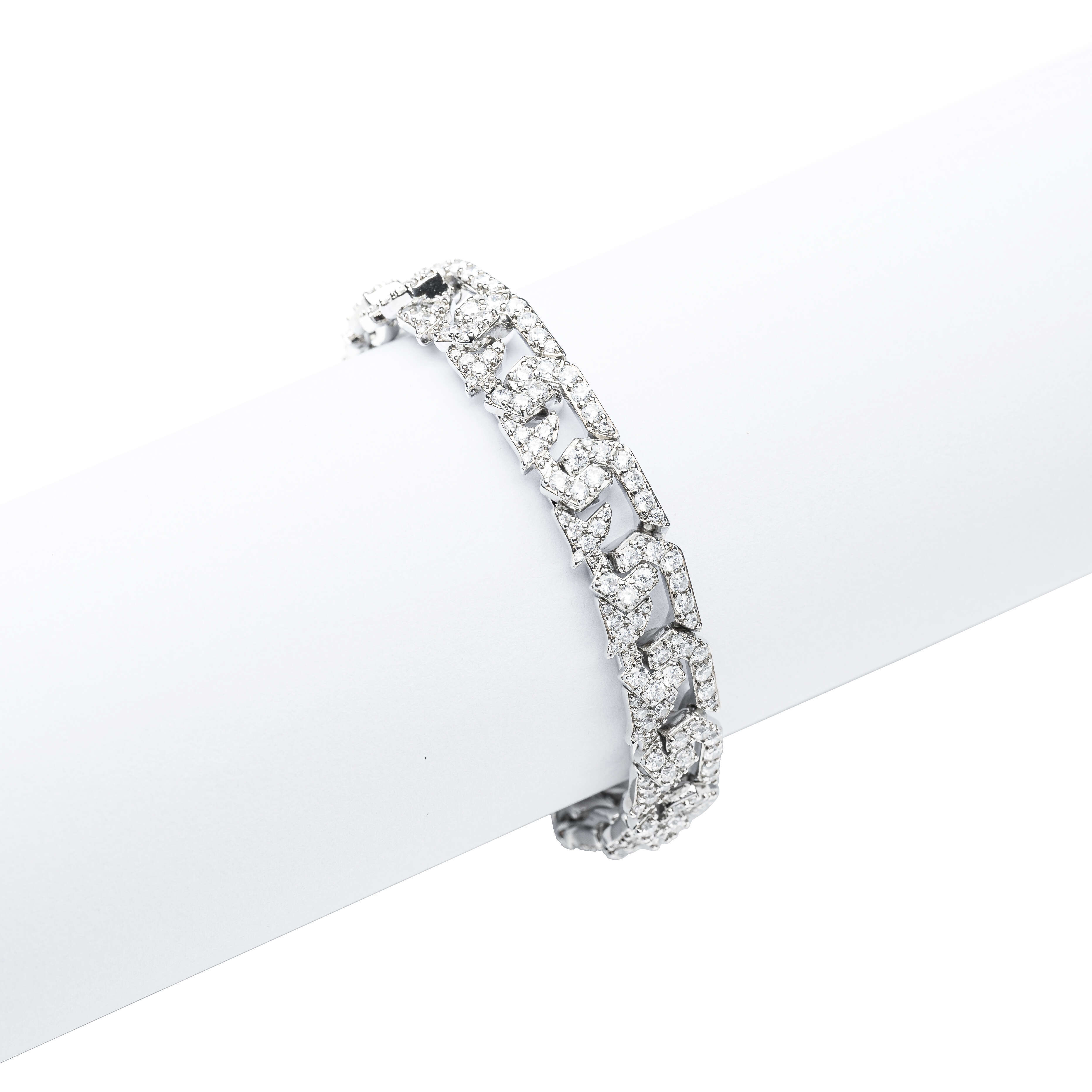 Excellent Jewelry Iced Out Cuban Bracelet 925 Silver Moissanite Diamond VVS Hip Hop Men Cuban Link Bracelet
