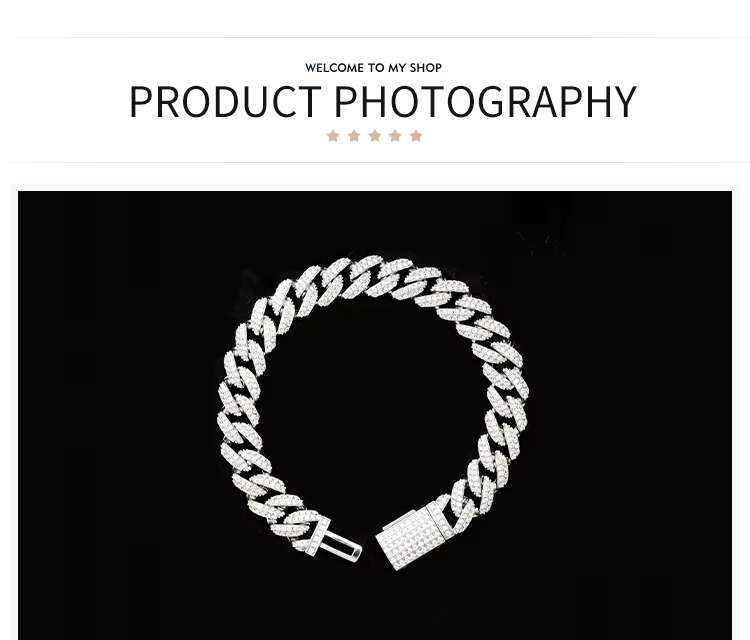 Miami Cuban Chain Iced Out Moissanite Bracelet 8mm 10mm 12mm Arc Style Ready to Ship 925 Silver for Men /Womens Charm