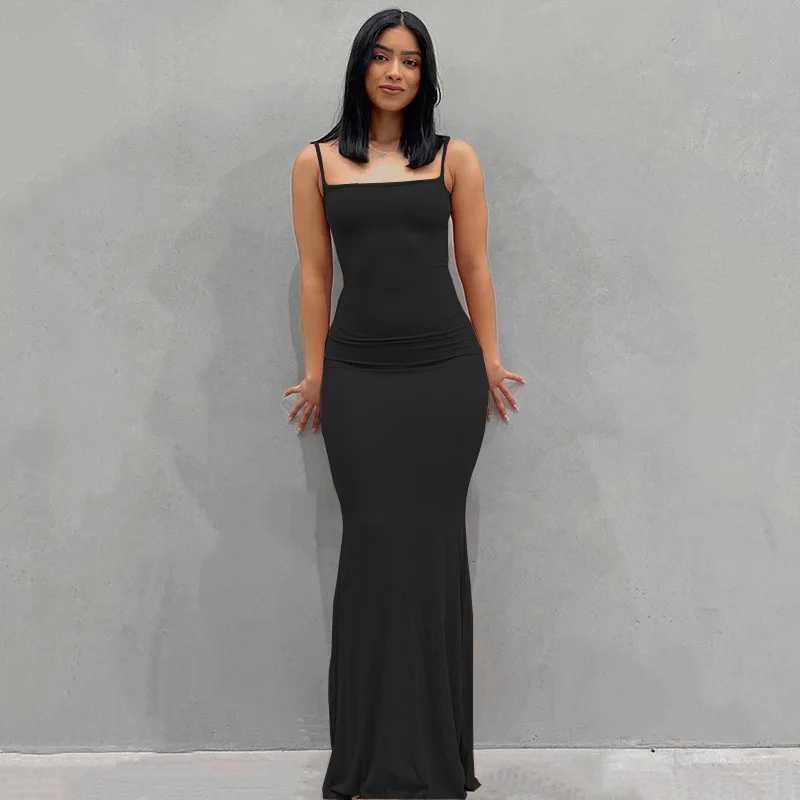 Wuxi 2024 Satin Sleeveless Backless Long Dress 2024 Y2K Summer Tight Elegant and Sexy Womens Birthday Party Club W250430