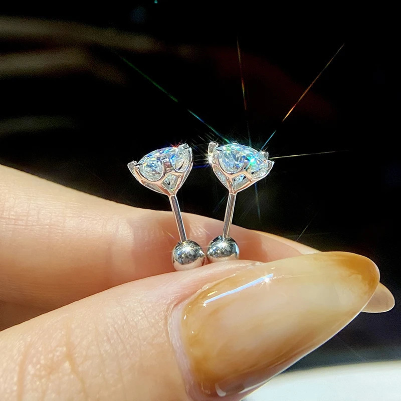 DWJ 1CT Six Prong Delicate Lacework Certified Diamond Stud Earrings For Women Real 925 Sterling Silver Fine Jewelry 250420
