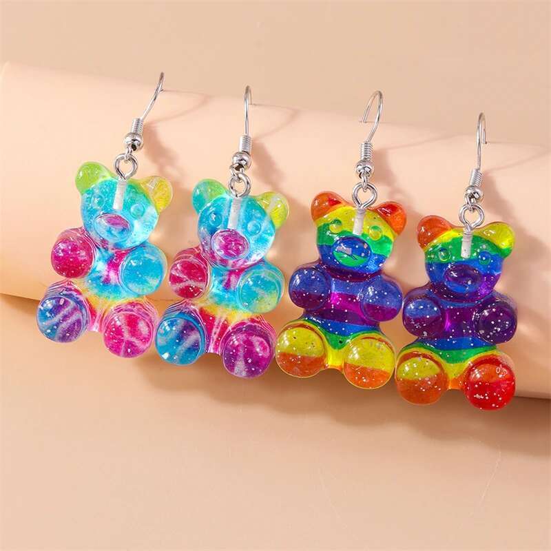 Cartoon Gummy Bear Drop For Women Animal Pendant Dangle Earrings Brincos Femme Girls Party Holiday Jewelry Gifts