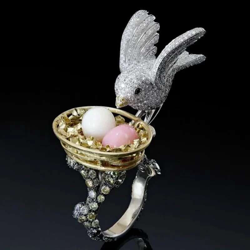 Exquisite Unique Spider Fog Finger For Women Shiny CZ Crystals Stone Animal Rings Female Anel Accessories Gifts