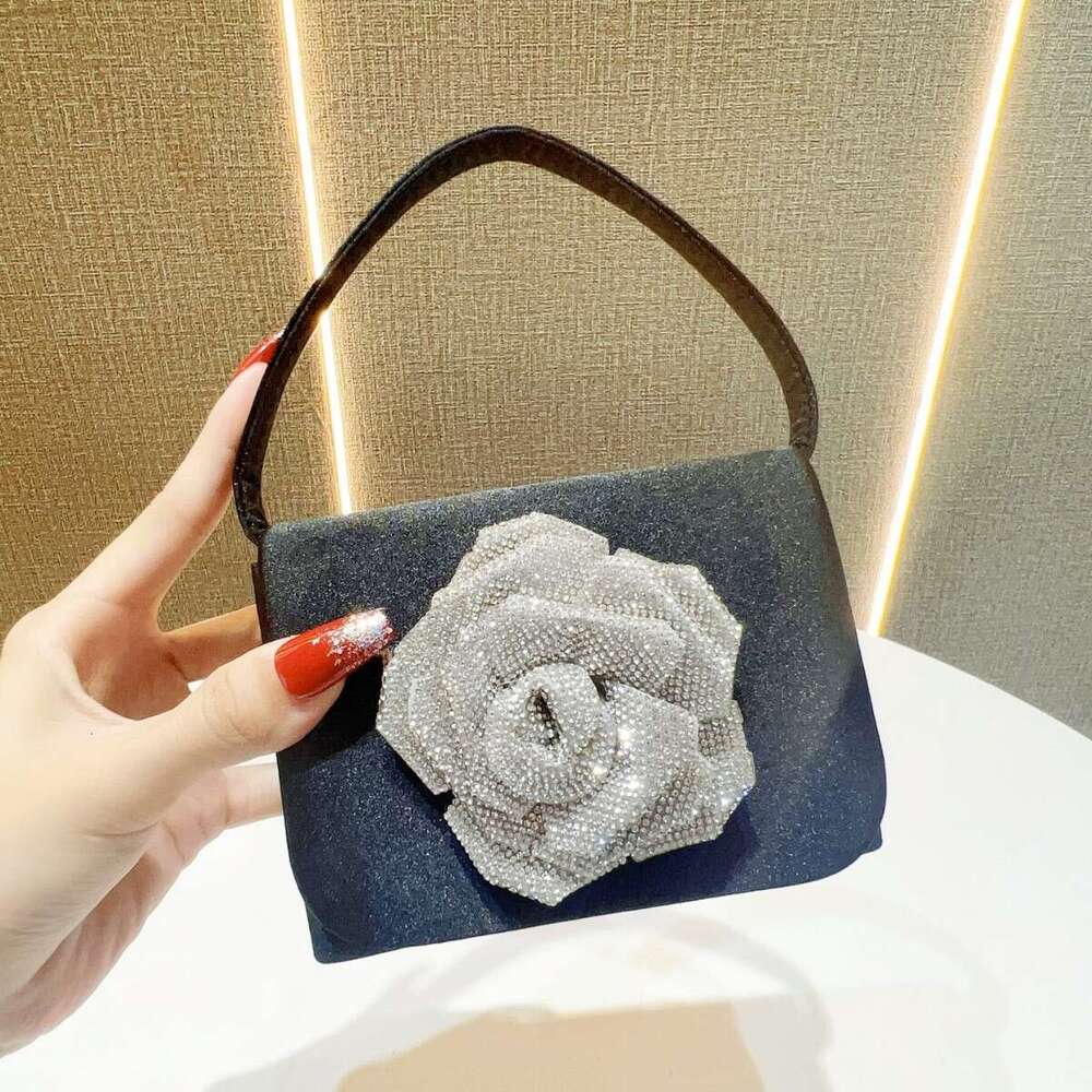 Dinner Bag French Banquet Silk Satin Small Square With High Quality Flower Mini Lipstick Change Key Handheld Crossbody Bag KQ