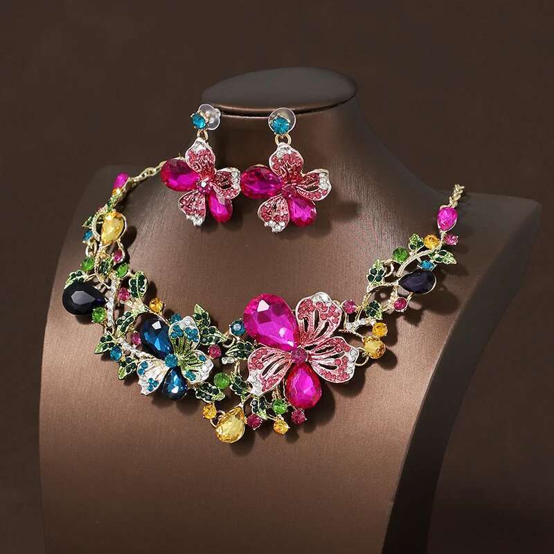 Itacazzo Decorative Props Dreamlike Style Romantic Dazzling Ladies' Necklace Earrings 3 Pcs Set For Important Ocns