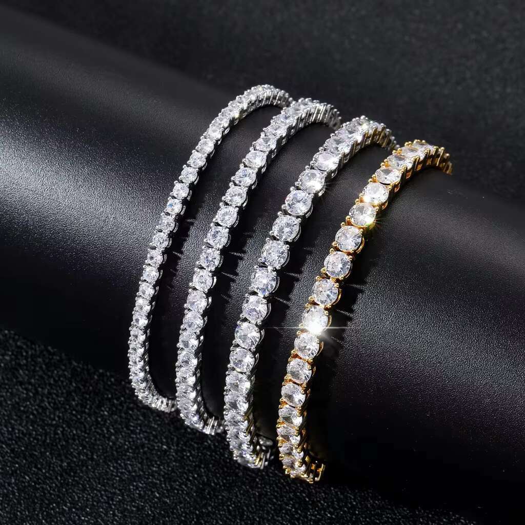 BES Brass 3mm 4mm 5mm 6mm Micro Paved 5A Cubic Zirconia Width Tennis Chain Iced Out Bling CZ HipHop Jewelry
